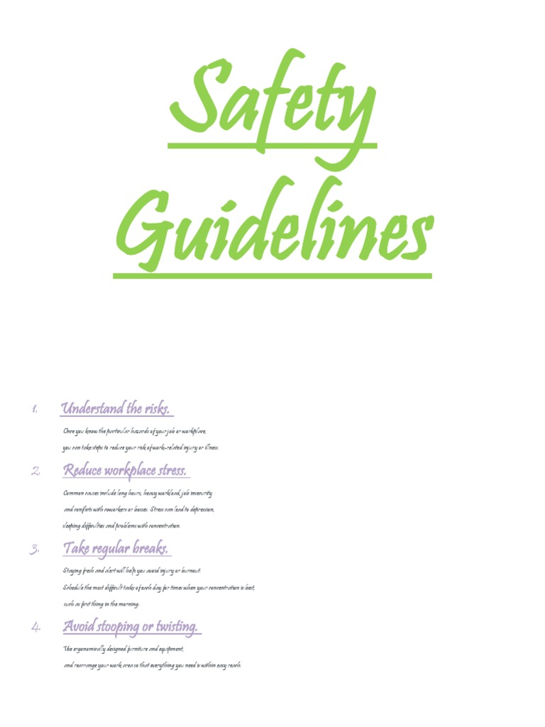 Essential Workplace Safety Guidelines | PDF