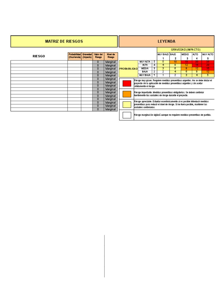 Matriz de Riesgos en Excel Gratis | PDF | Riesgo | Business
