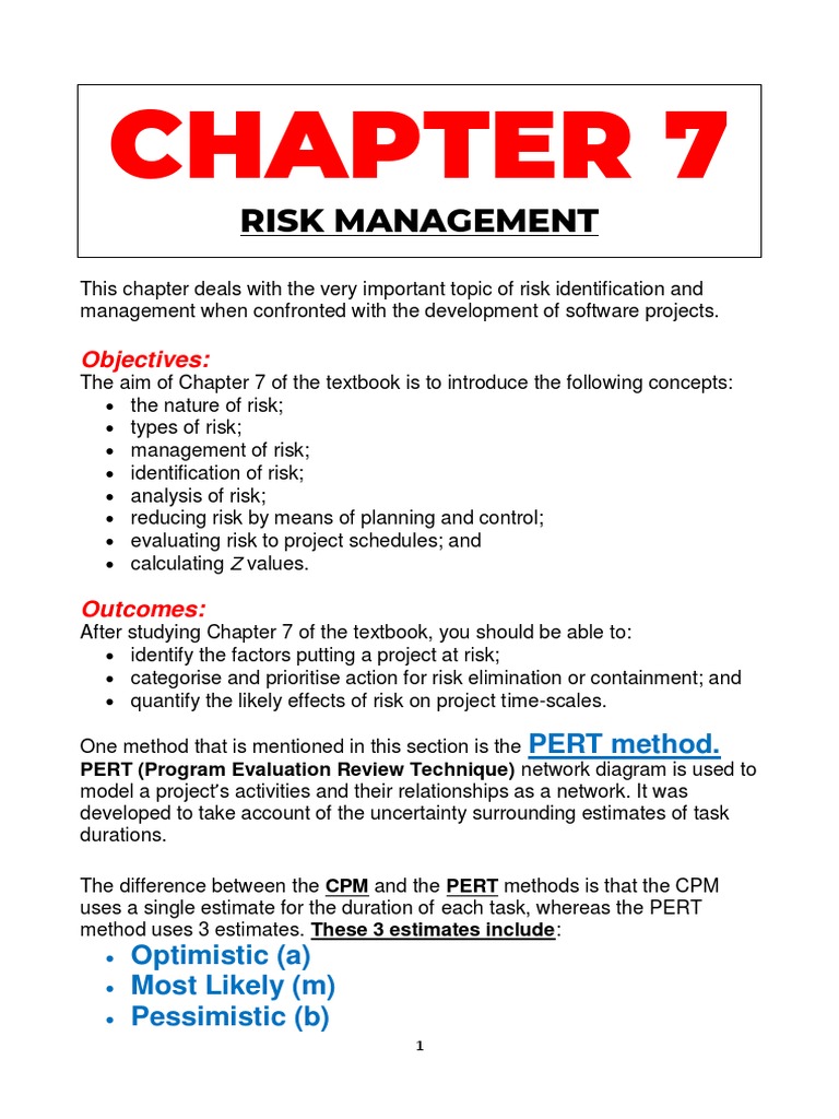 Chapter 7 Risk Management | PDF | Risk Management | Mathematical And ...