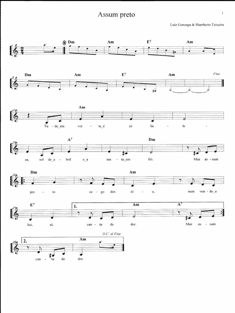 Assum Preto - Partitura PDF | PDF