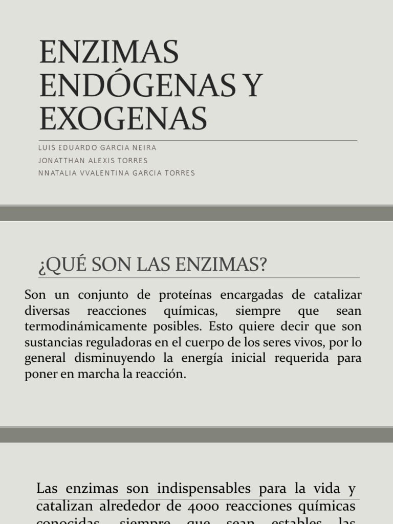 Enzimas Endógenas y Exógenas: Definición y Función | PDF | Enzima ...