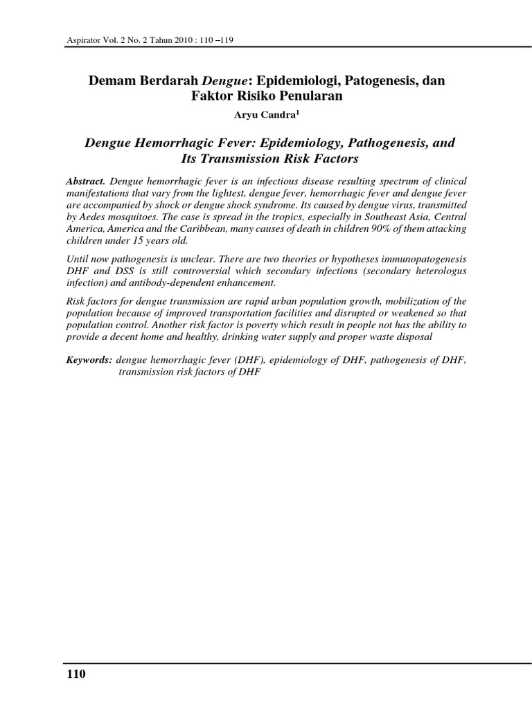 Demam Berdarah Dengue Epidemiologi Patogenesis Dan Faktor Risiko