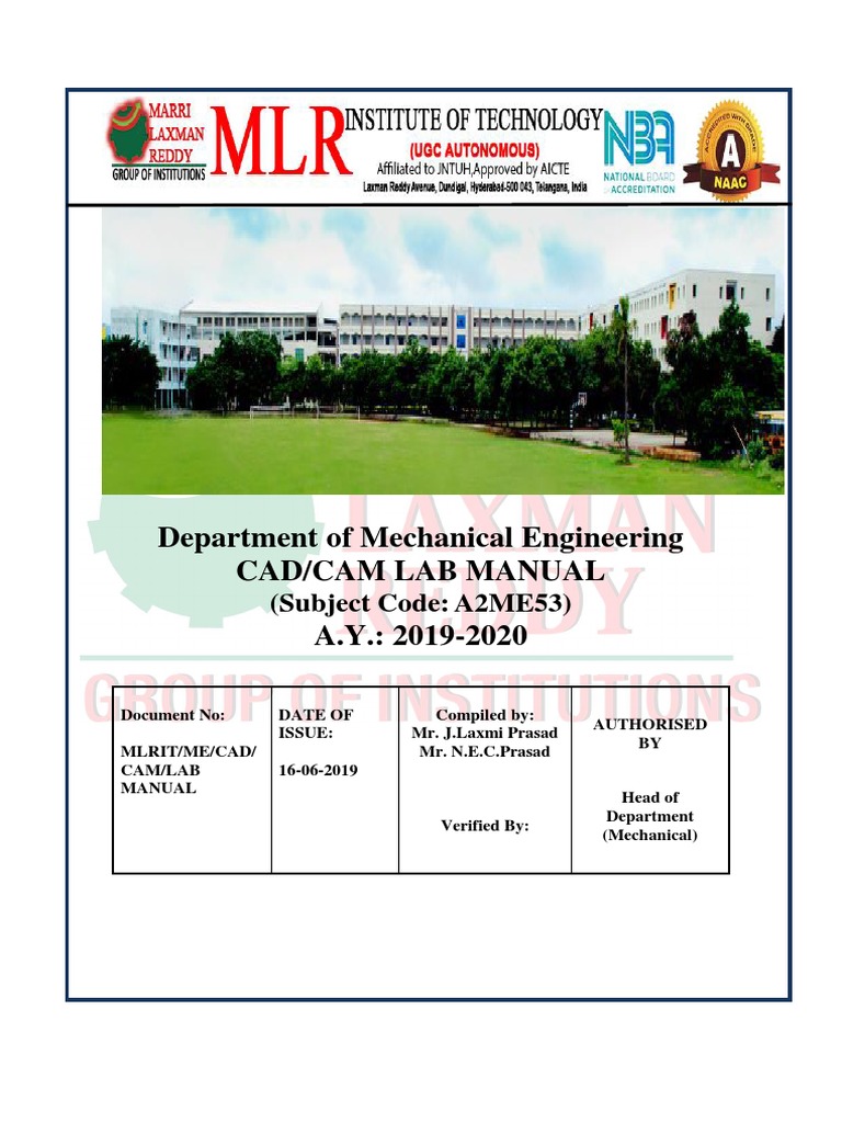 Cad Cam Lab Manual r16 | PDF | Computer Aided Design | Cartesian ...