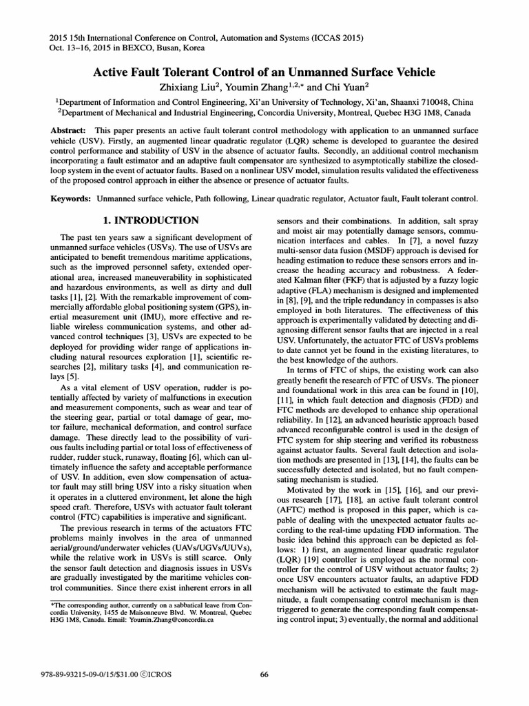 Active Fault Tolerant Control of An Unmanned Surface Vehicle
