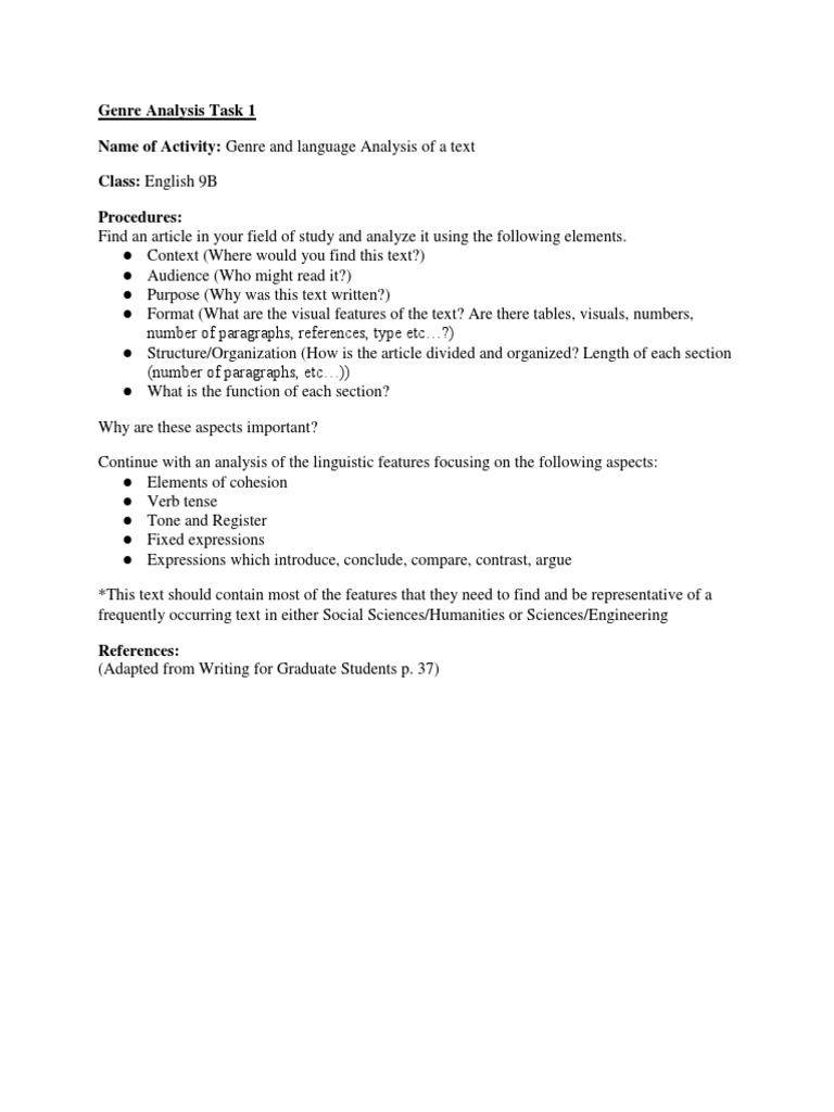 Genre and Language Analysis Guide | PDF | Career & Growth | Language ...