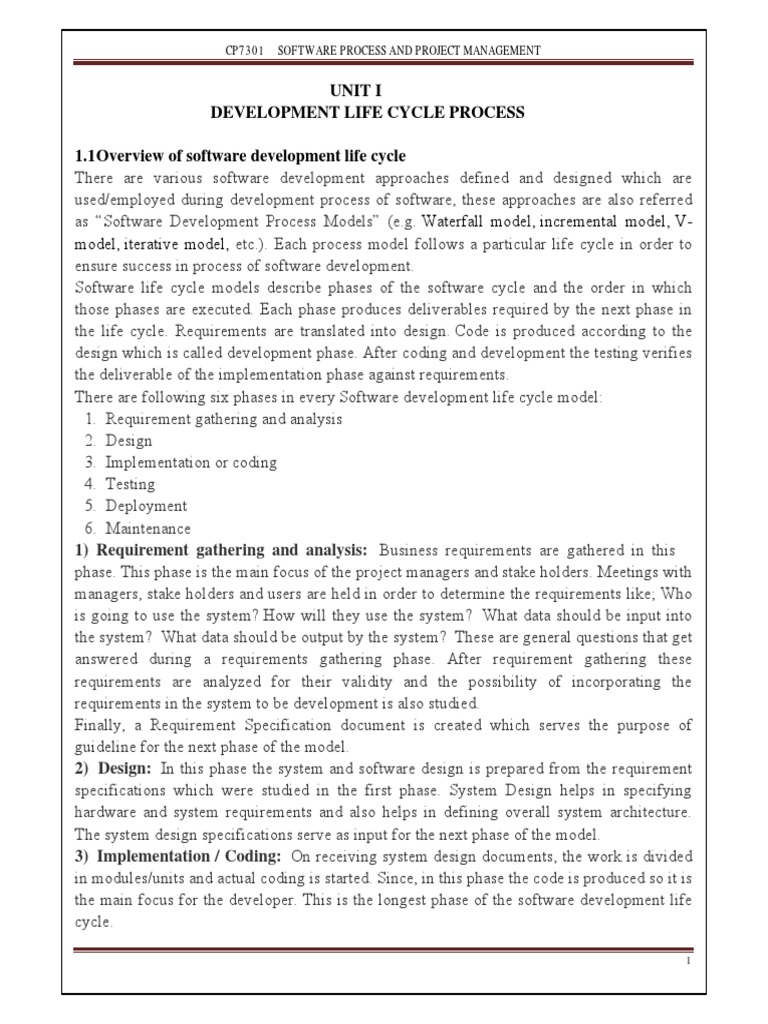 Cp7301 Software Process and Project Management Notes PDF | PDF ...