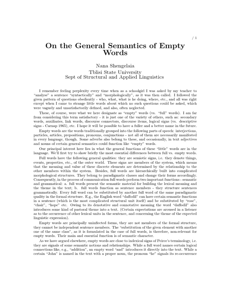 Understanding Empty Words in Language | PDF | Word | Semantics
