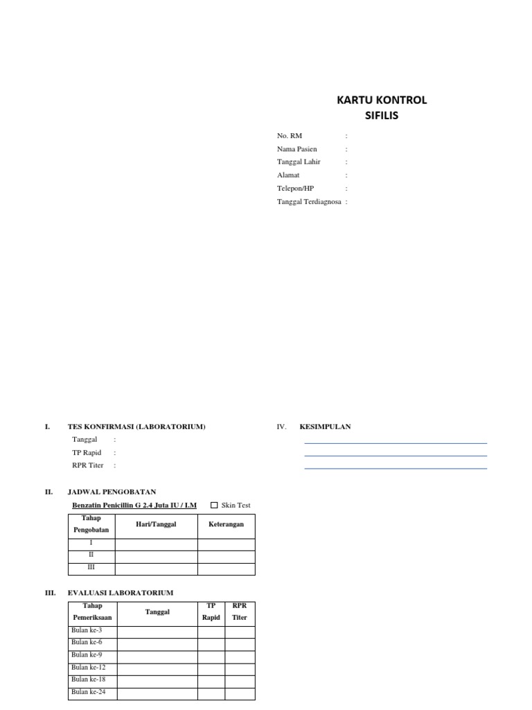 Contoh Kartu Kontrol Ps Syphilis | PDF | Hukum | Pengembangan Diri