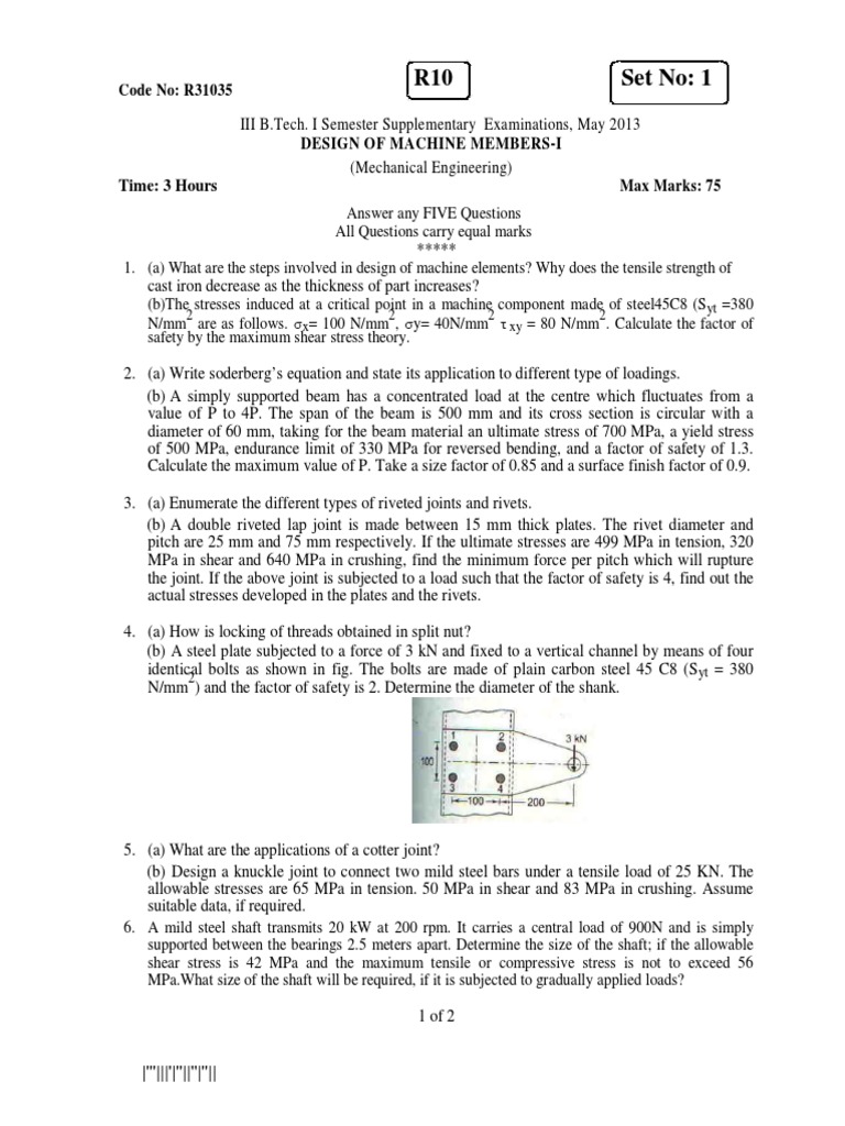 Mech Btech Papers | PDF | Stress (Mechanics) | Strength Of Materials