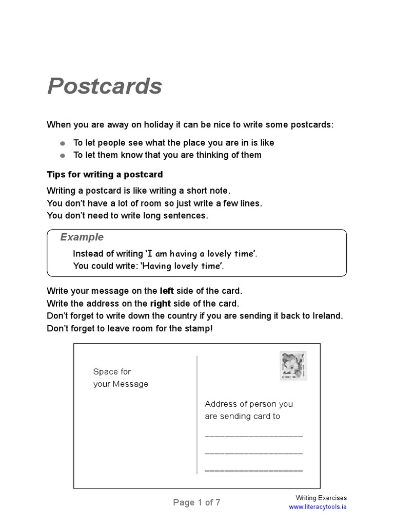 Postcards Example Postcard