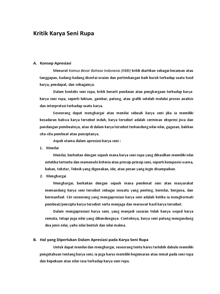 kritikus seni memberikan penilaian kepada karya seni