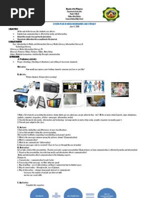 Lesson Plan in Media Information Literacy