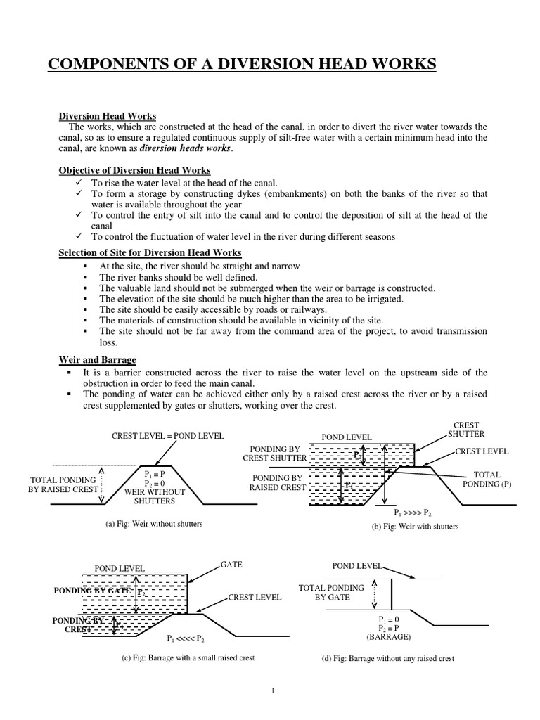Diversion Head Works in Irrigation Systems | PDF | River | Dam