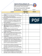 Learning Plan Feedback Checklist Short Version