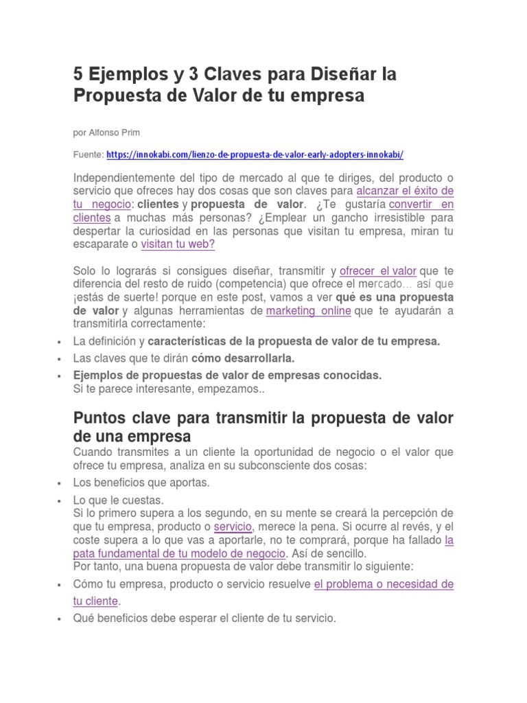 5 Ejemplos y 3 Claves para Diseñar La Propuesta de Valor de Tu Empresa ...
