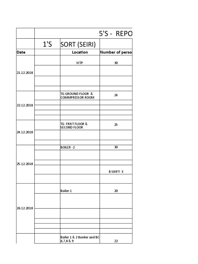 5'S - Report 1'S: Sort (Seiri) | PDF | Pump | Pipe (Fluid Conveyance)