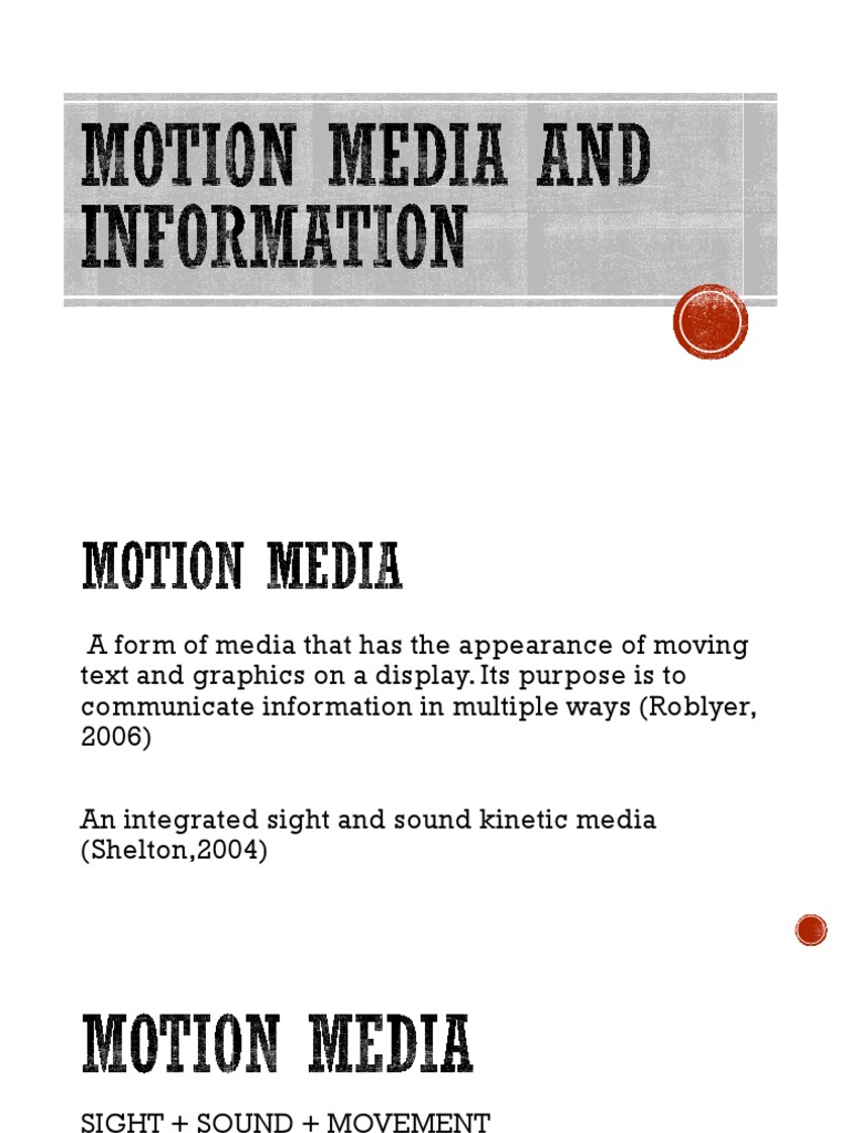 Motion Media and Information PDF Mass Media Animation