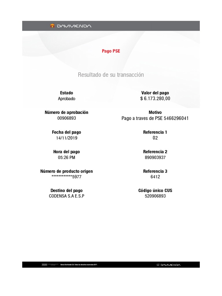 Pago PSE a CODENSA S.A. E.S.P. | PDF