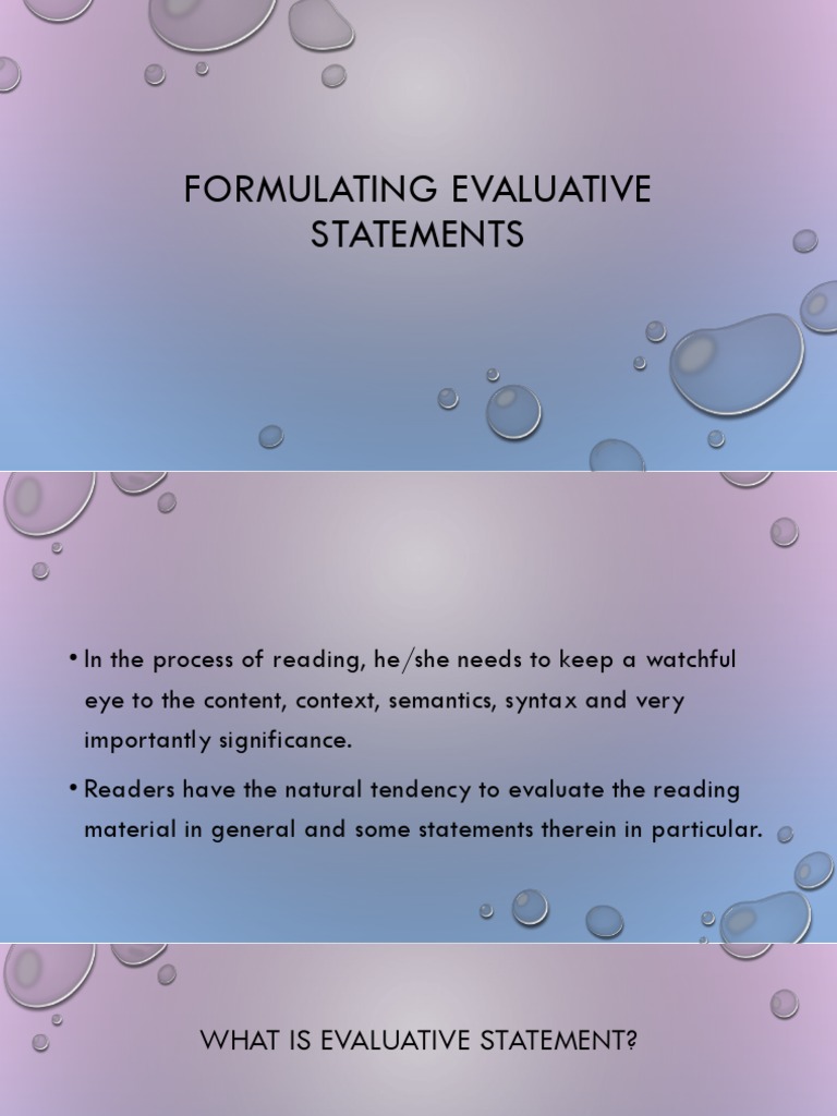 Formulating Evaluative Statements Pdf Attitude Psychology Semantics
