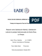 Relación Entre Satisfacción Marital y Satisfacción Laboral en Parejas Heterosexuales de Santa Rosa, La Pampa.