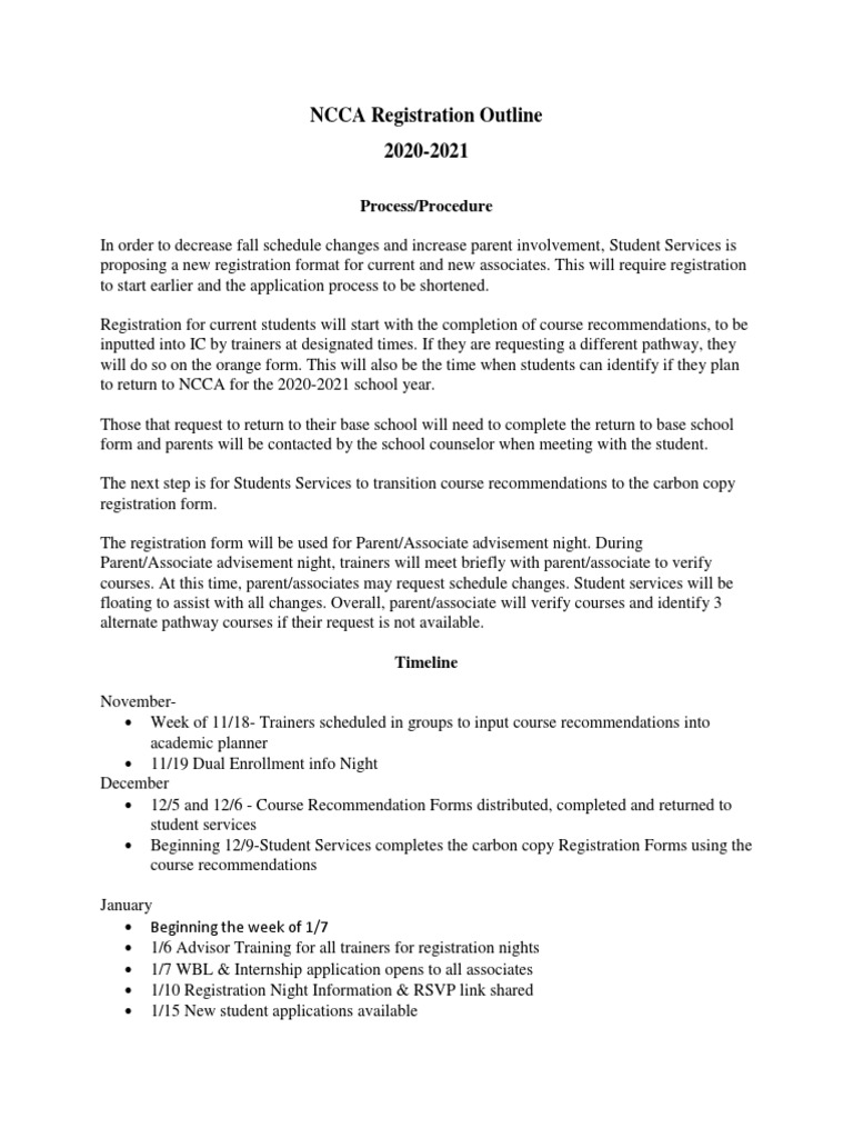 Ncca Registration Timeline PDF Computing Business