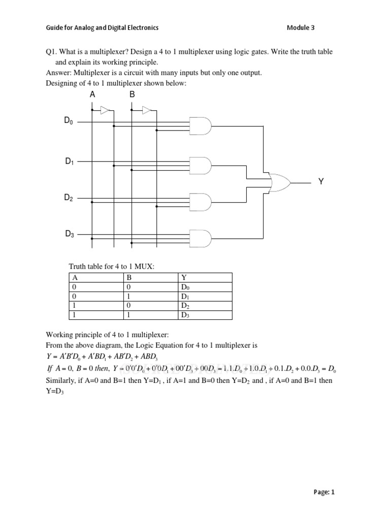 Guide For Analog and Digital Electronics Module 3 Circuit Diagram