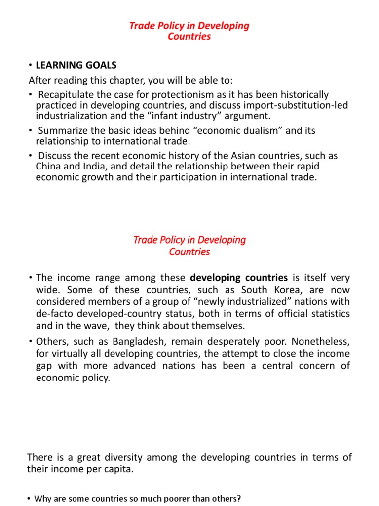 Understanding Trade Policy in A Developing Country India & China | PDF ...