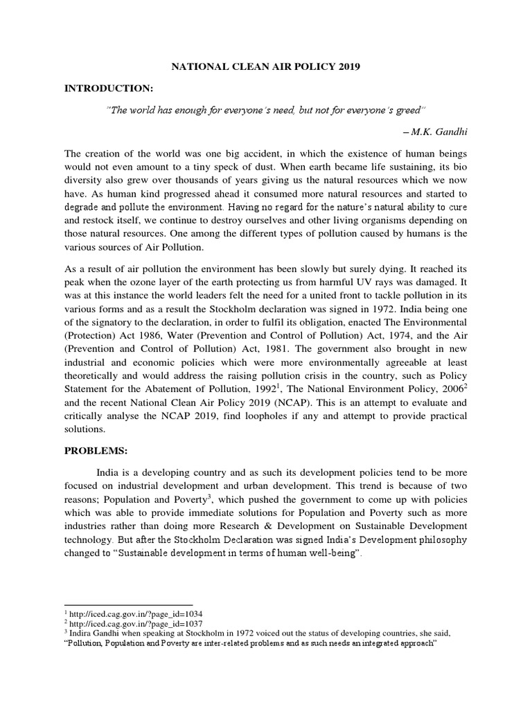 National Clean Air Policy Overview | PDF | Air Pollution | Green Building