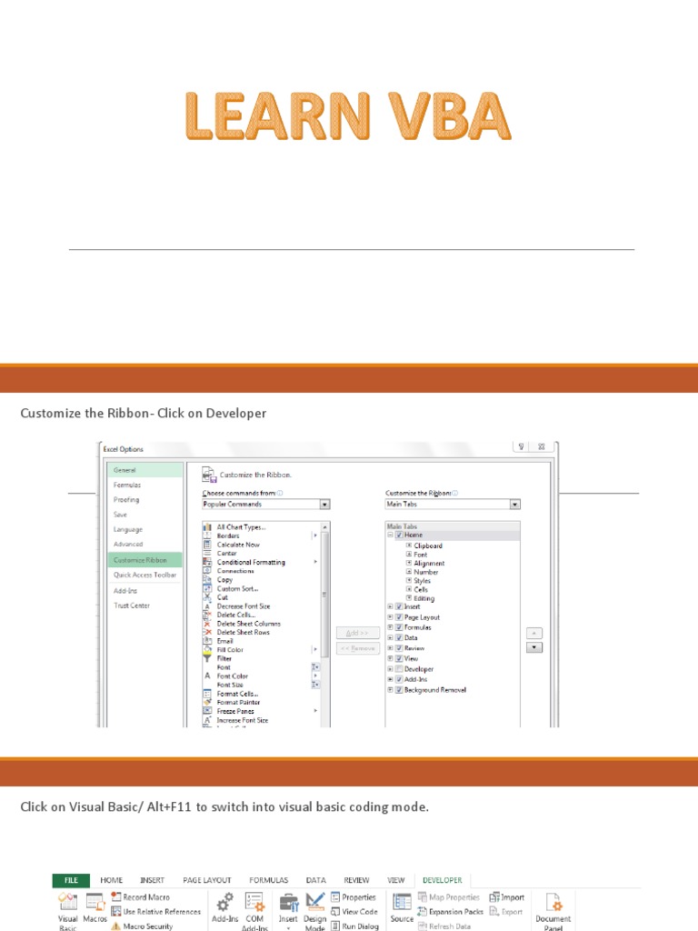 Learn VBA | PDF | Visual Basic For Applications | Microsoft Excel