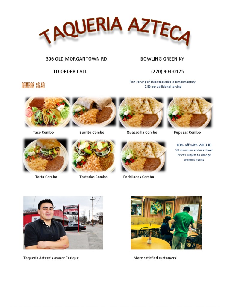 Bgaztecamenu | PDF | Burrito | Mexican Cuisine