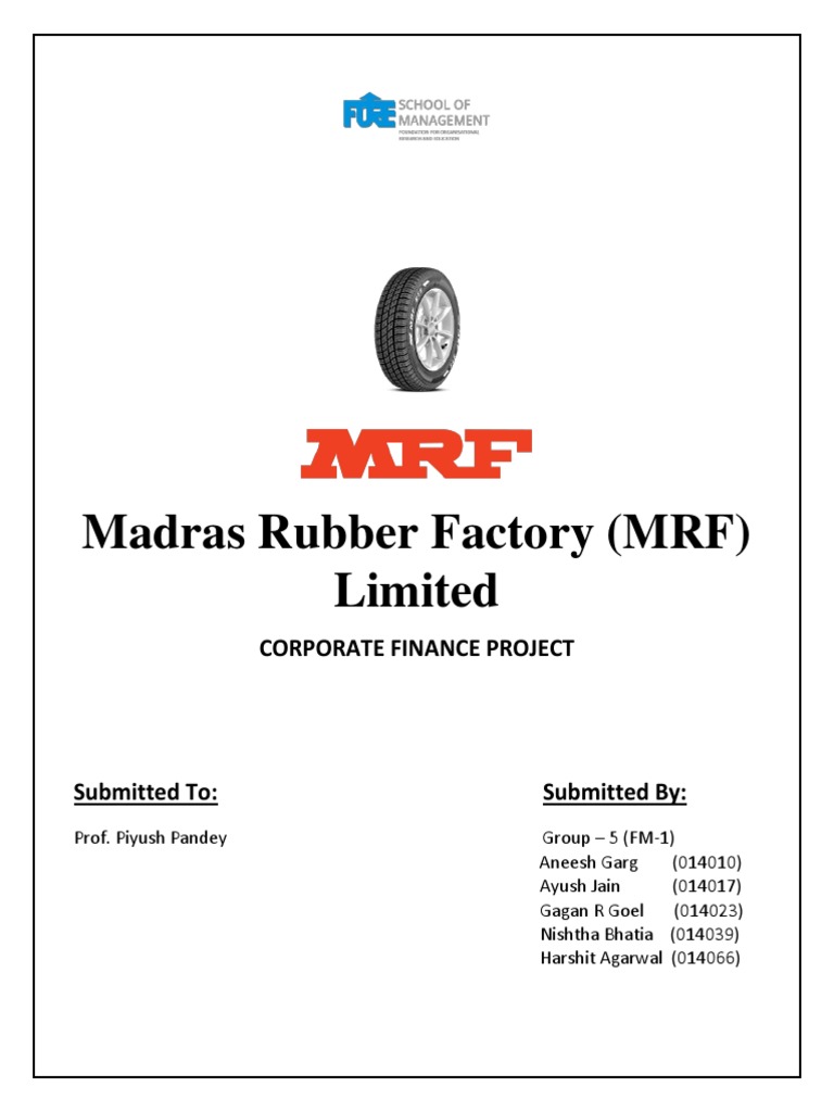 Corporate Finance - MRF Company | Financial Risk | Working Capital