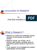 Introduction To Research: by Indra Budi (Indra@cs - Ui.ac - Id)