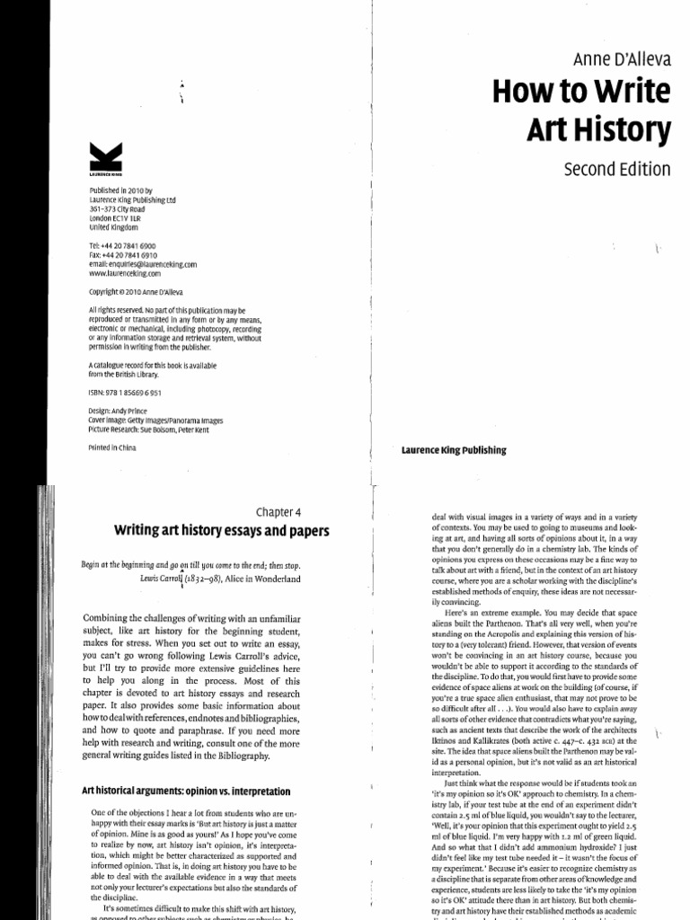 Anne D'AllevaHow To Write Art History PDF PDF