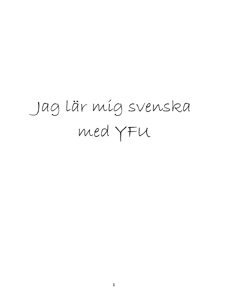 Jag Lär Mig Svenska Med YFU PDF | PDF | Grammatical Gender | Grammatical  Tense