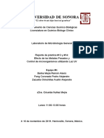 Reporte: Inhibición Por Metales y Esterilización UV Bacterias