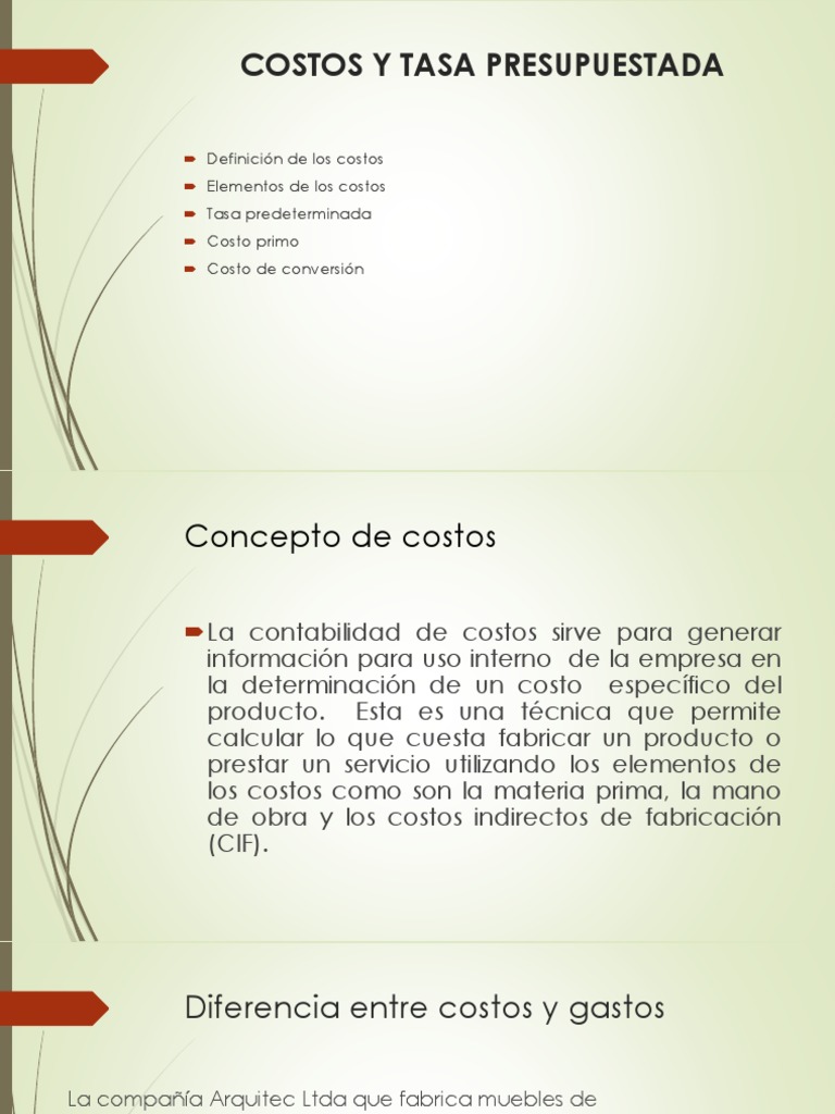 Costos y Tasa Presupuestada en Producción | PDF | Costo | Presupuesto