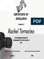Rachel Terracino: Certificate of Excellence