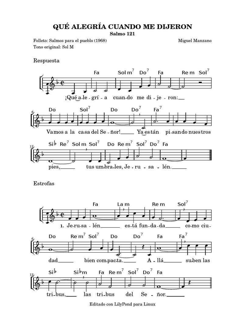 Cantos Para Misa Que Alegria Cuando Me Dijeron Letra vrogue.co