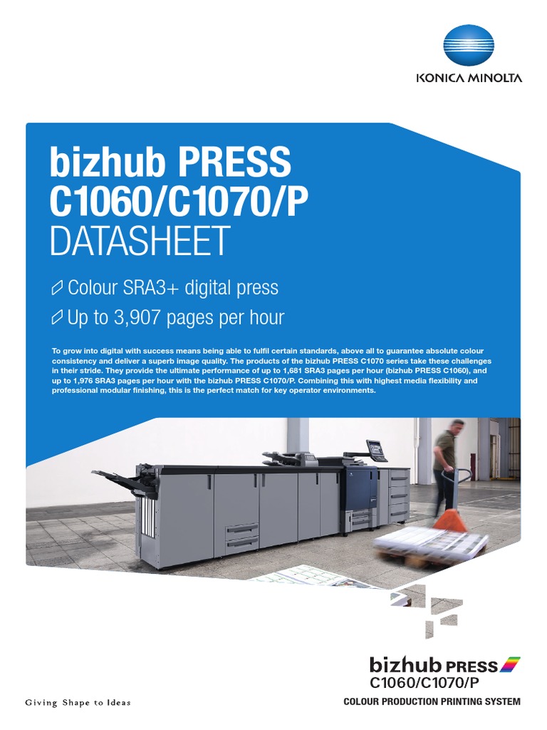Bizhub Press c1060 c1070 P Datasheet | PDF | Paper | Image Scanner