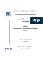 Tabla de Comparación Entre La Banca de Desarrollo y La Banca Múltiple