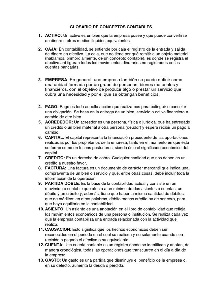 Glosario de Conceptos Contables | PDF | Contabilidad | Hoja de balance