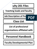 Faculty 201 Files: Teaching Loads and Faculty Job Description of Personnel