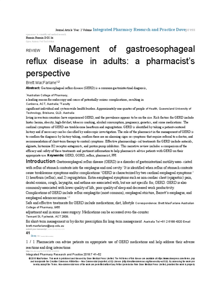 Pharmacist's Guide to Managing GERD | PDF | Gastroesophageal Reflux ...