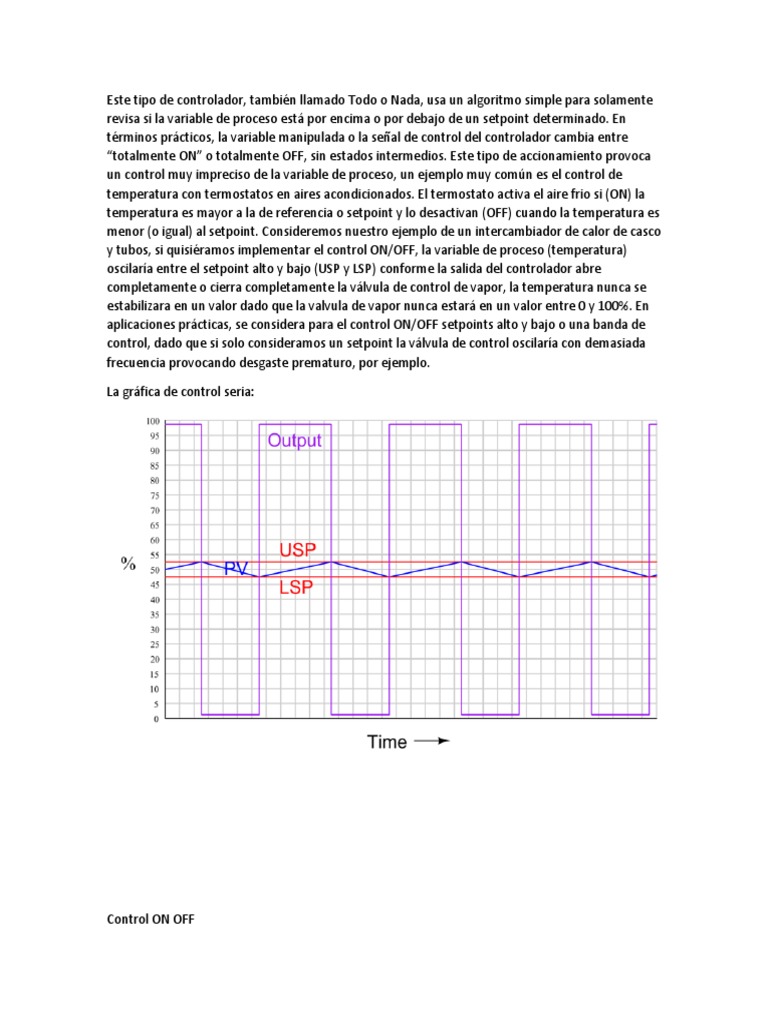 Controlador ON/OFF: Limitaciones y Usos | PDF | Intercambiador de calor ...