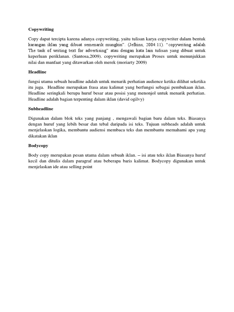 Panduan Copywriting: Headline & Bodycopy | PDF | Pengembangan Diri