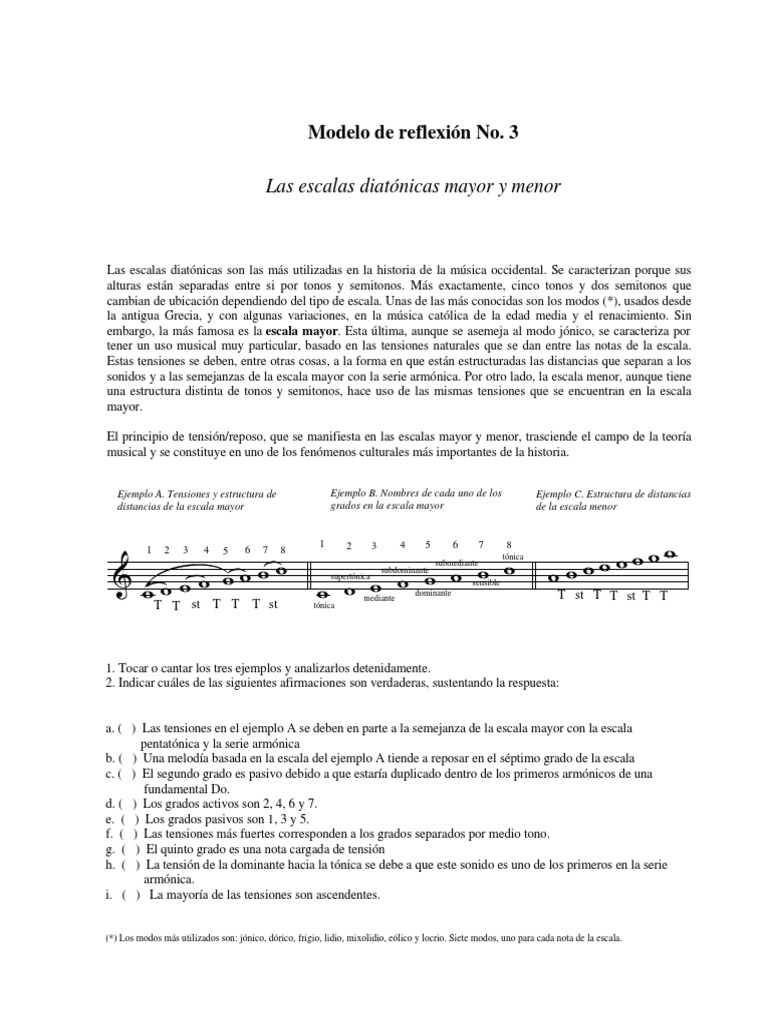 Las escalas diatónicas mayor y menor su estructura, tensiones y
