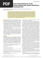 Effect of Intravenous Dexamethasone On The Regression of Isobaric Bupivacaine Spinal Anesthesia: A Randomized Controlled Trial