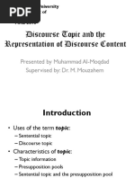 Discourse Topic and The Representation of Discourse Content