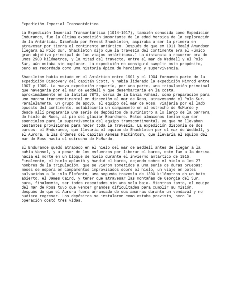 Expedición Imperial Transantártica PDF Ernest Shackleton Era