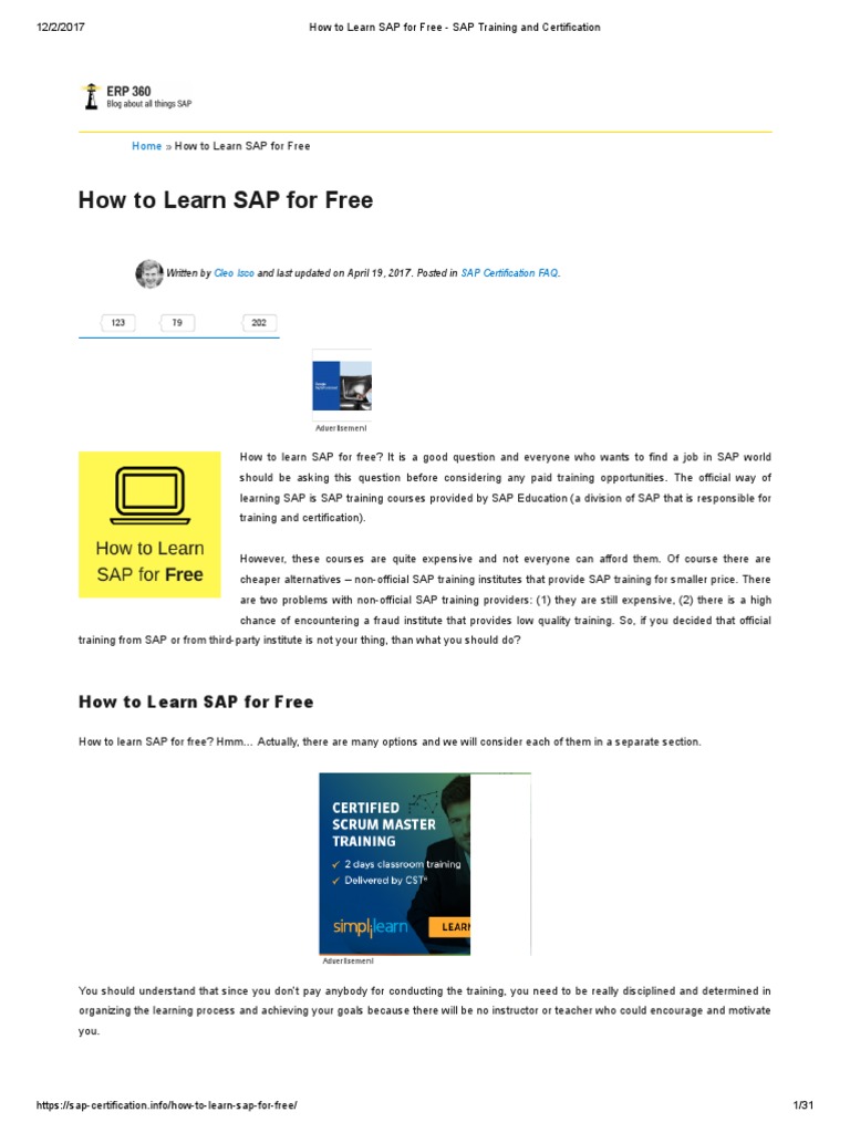 How To Learn SAP For Free - SAP Training and Certification | PDF | Sap ...